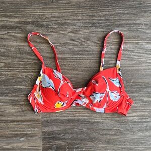 Floral Red Bikini Top